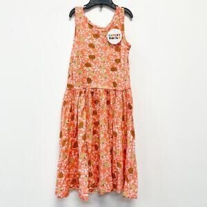 Dot Dot Smile Girls Coral Pumpkin Floral Tank Dress Size‎ 8/10